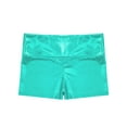 thumbnail image 3 of DPOIS Girls Shiny Metallic Booty Shorts Dance Sports Slim Hot Pants Activewear Blue Green 4, 3 of 5