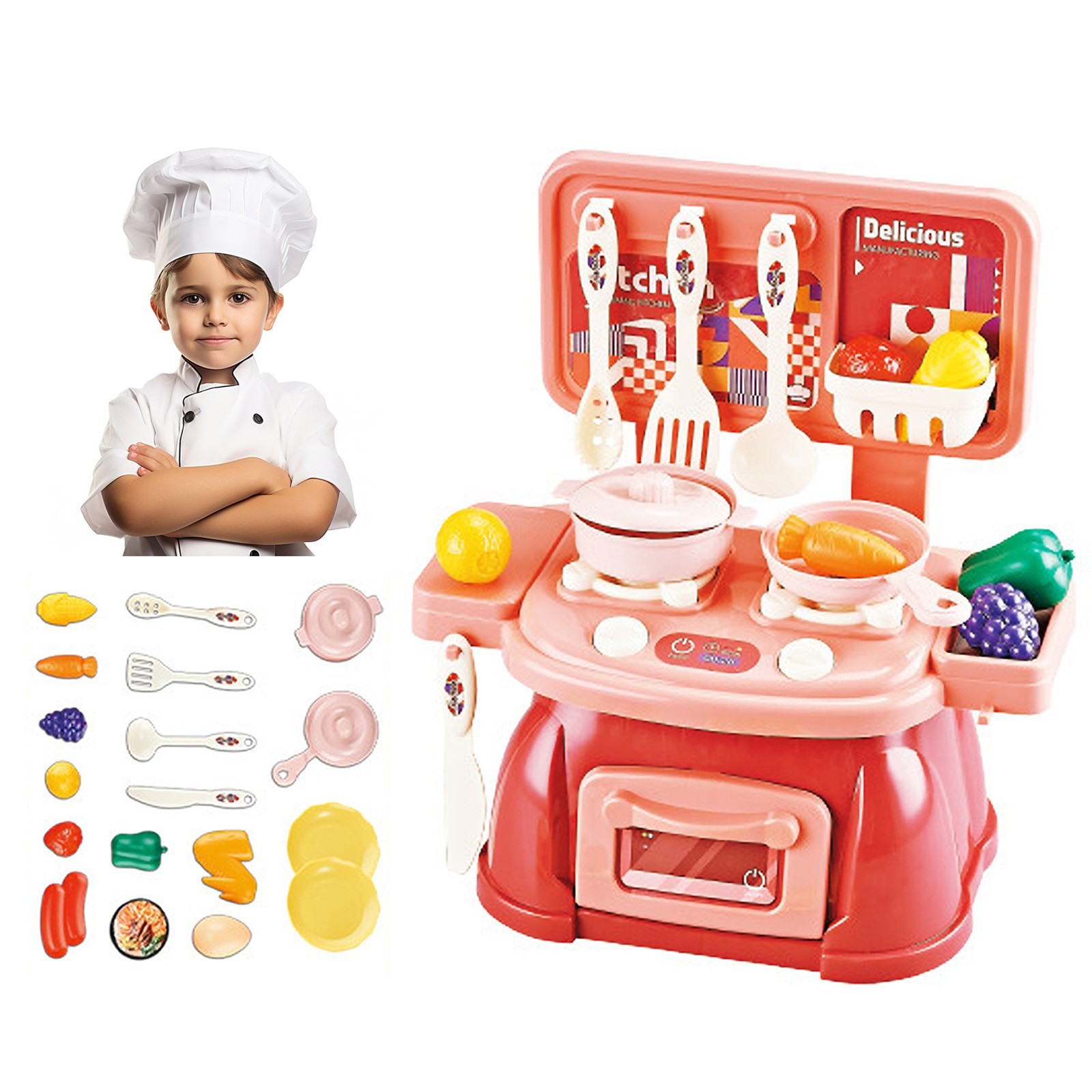 Jouet Barbecue Enfant 27 Pièces - Cuisine Jouet, Nourriture Imitation, éducatif, Garçon Fille 3 Ans Et Plus, Matériel ABS Sécurisé