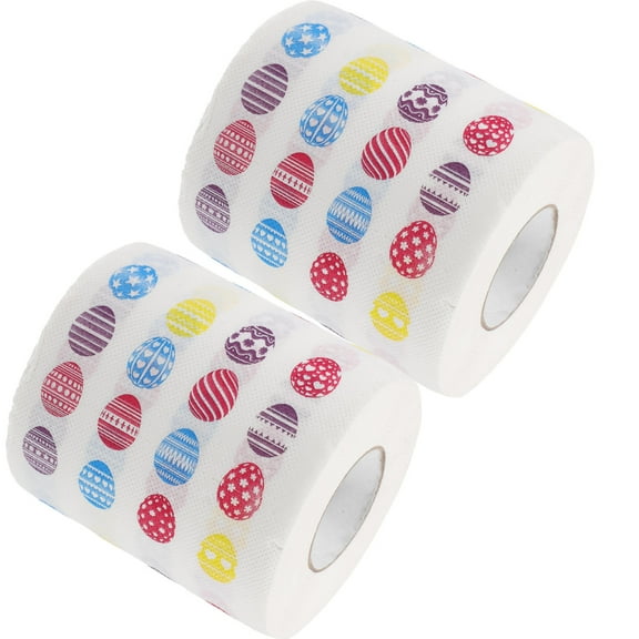 FOMIYES 2 Rolls Novelty Toilet Paper Multi Colored Easter Egg Patterns Wood Pulp Fun Printing for Bathroom Tissue