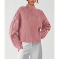 thumbnail image 4 of Suéter PRETTYGARDEN de Punto Grueso Oversized Cuello Alto Rosa M, 4 of 6