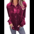 thumbnail image 3 of Camisetas Casuales de Larga con Botones de Terciopelo de Invierno para Mujer Rojo Vino M, 3 of 8