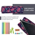 thumbnail image 5 of Yiaed Rose Flowers Print Leather Pencil Case - Leather Pen Pencil Holder - Elegant & Practical Pencil Pouch for Work & Office, 5 of 7