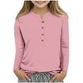 thumbnail image 2 of Girls Shirts for 4-13 Years Long Sleeve Crewneck Tops Kids Button Down V Neck Henley Casual Tops, 2 of 5