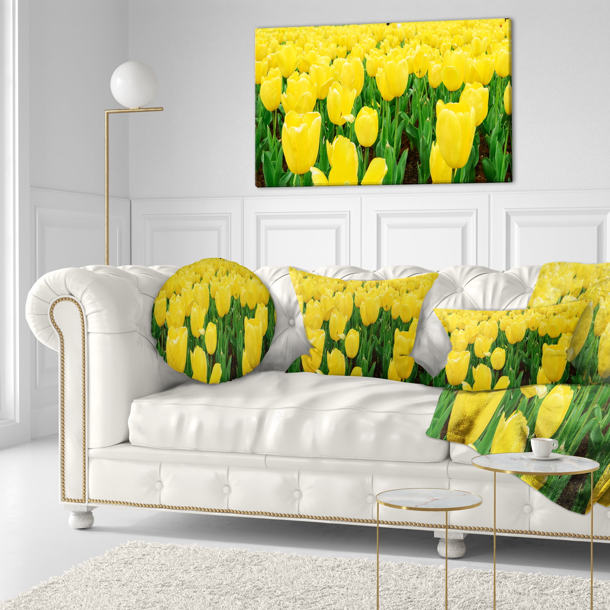 Designart Bright Tulip Flowers in Garden - Floral Throw Pillow - 12x20