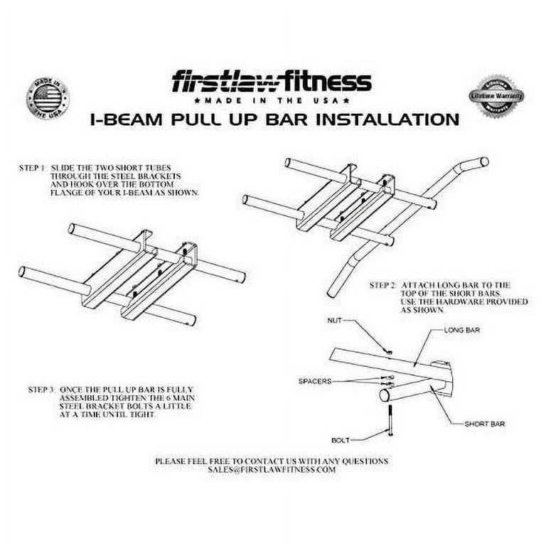 I-Beam Pull Up Bar - (Bent Long Bar with Rubber Grips - Firstlaw