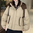 thumbnail image 4 of Womens Winter Jackets Stand Collar Front Zip Quilted Cardigan Thermal Thick Casual Cotton Outwear With Pockets (L, Black), 4 of 7