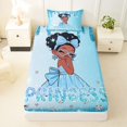 thumbnail image 3 of Castle Fairy Kwaii Bow Black Kawaii Princess Twin Sheets 3pcs,Glittery Diamond Background Bedding,Cyan Sky Silver,1 Fitted Sheet, 1 Flat Sheet and 1 Pillowcase, 3 of 6