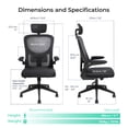 thumbnail image 2 of MotionGrey MC2 Ergonomic Office Chair – Comfy High-Density Foam Seat, Flip-Up Armrests, Removable Headrest – Space-Saving Computer Desk Chair for Home, Gaming & Office - Black, 2 of 10