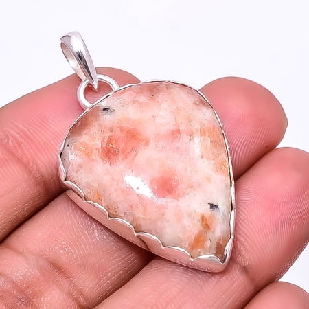 Golden Sunstone -Madagascar Designer Handmade 925 Silver Plated Pendant 1.64", Orange Golden Sunstone Pendant P_8060_321_20