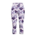 thumbnail image 4 of SCRAWLGOD Halloween Bat Tie-Dye Violet Women's Workout Capri Leggings with Pockets, Stretch Breathable Squat Proof Yoga Pants Leggings, High Waisted Athletic Crop Yoga, XS, 4 of 7