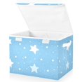 thumbnail image 2 of Lovely Star Pattern Foldable Storage Bin with Lid and Handle Collapsible Storage Box 16.5 x 12.6 x 11.8 inches, 2 of 7