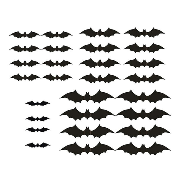 Pegatinas de pared de murciélagos 3D, suministros para fiesta de Halloween 28PCS