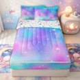 thumbnail image 2 of Erosebridal Glitter Galaxy Zipper Full Size Comforter Sets with Fitted Sheet and 2 Pillowcases for Girls, Blue Pink Sparkle Star Print Zipper Bedding Set, Stars Reversible, 4-Piece, 2 of 7
