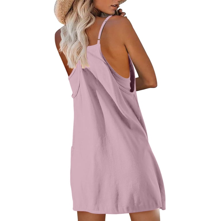 plus size dresses and rompers for Women Athletic One Piece Jumpsuit Built in Shorts Summer Sleeveless Spaghetti Strap Tennis Mini Dress Romper with Pockets The waist is defined for shape Plus Size Jumpsuits & Rompers