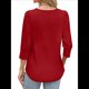 thumbnail image 4 of Blusas Elegantes e Informales con Mangas 3/4 y Botones para Mujer, Ideales para Vacaciones de Verano en la Playa. Rojo XL, 4 of 6