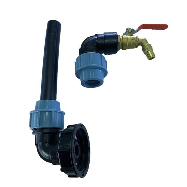 Adaptador de IBC, Grifo de Rosca de IBC, con 1 Manguera Y 2 Conexiones Dobladas, de Agua de Riego para Jardín Doméstic Latón 14mm Gloria Adaptador de grifo de tanque IBC