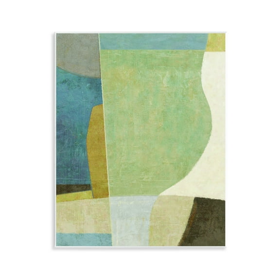 Stupell Industries Green Geometric Collage Abstract Painting Unframed Art Print Wall Art, 11 x 14
