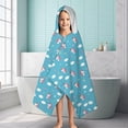 thumbnail image 6 of Blue Cartoon Unicorn Head Star Cloud Pattern Hooded Bath Towel，60"x35" for Ages 3 To 12 Kids, Quick Dry Lightweight Soft Microfiber Hood Beach Towel Cover Up for Kids, 6 of 7