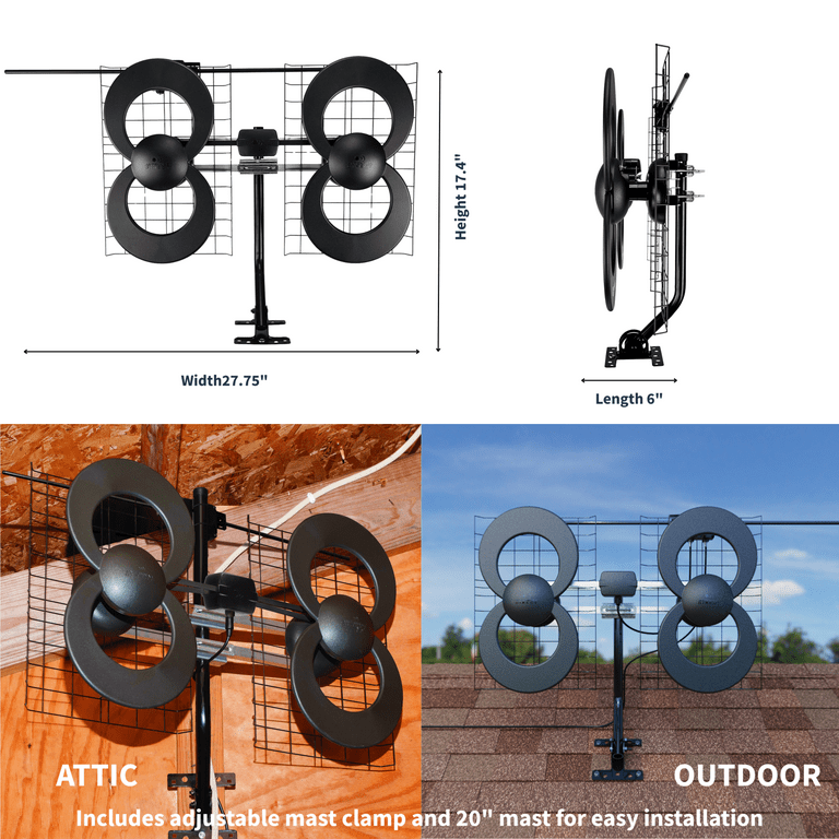 Antennas Direct ClearStream 4V Indoor/Outdoor HDTV Antenna, Strong