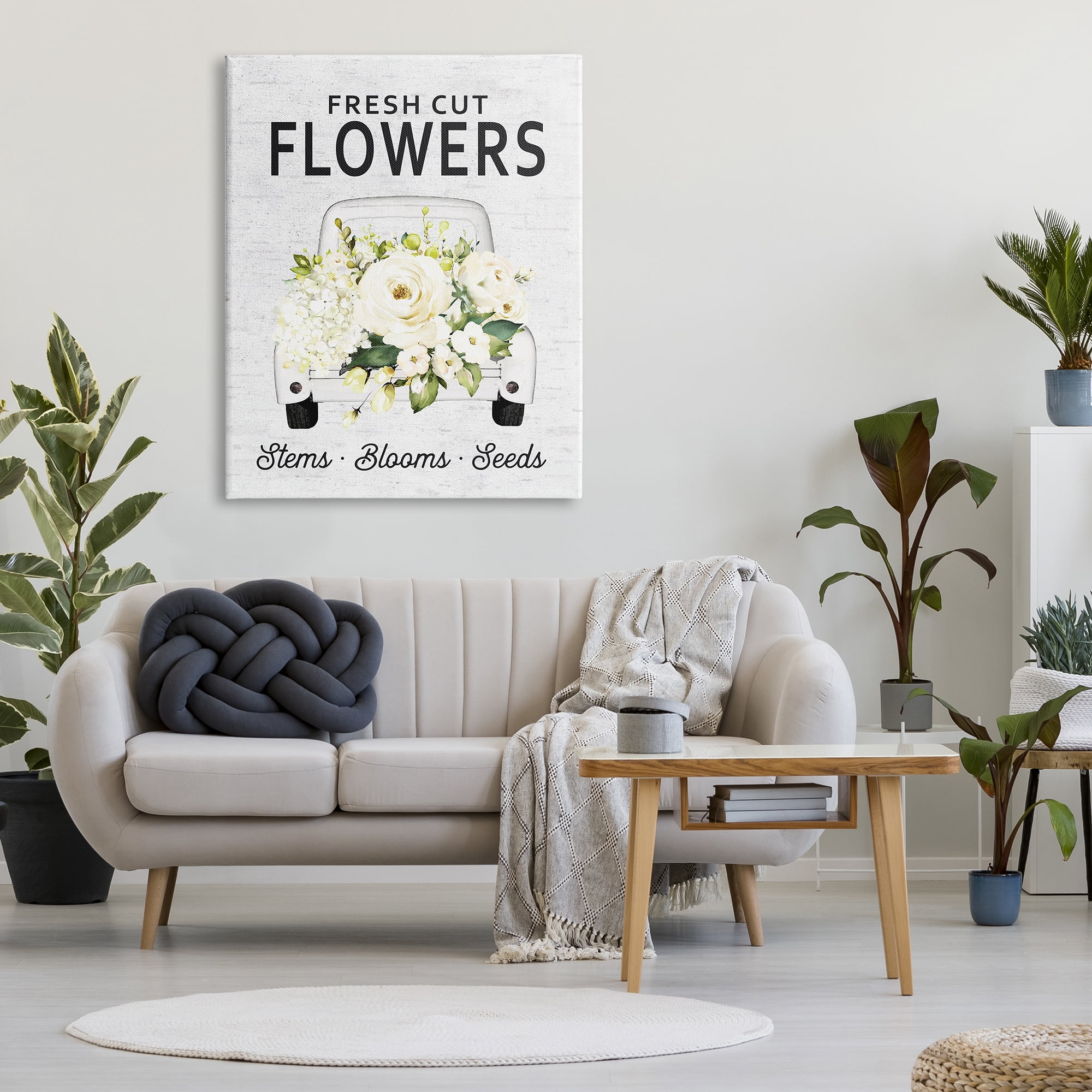 Stupell Industries Fresh Cut Flowers Sign Quaint Country Truck, 36 x 48, Designed by Lettered and Lined