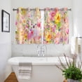 thumbnail image 3 of Spring Floral Kitchen Curtains Short 45 Inch Length, Elegant Watercolor Botanical Summer Flower Grommet Top Bedroom Living Room Curtains, Light Filtering Cafe Curtain Drapes 2 Panels Set 84''x45'', 3 of 9
