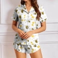 thumbnail image 4 of Dianli Womens Pajama Sets Fashion Casual Turndown Short Sleeve Blouse and Shorts Pajama Set Allover Bee Print Homewear Comfortable Four-Way Stretch Elastic Waist Stylish Loungewear Suit, 4 of 7