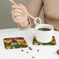 thumbnail image 6 of Balery 4 Pcs Fall Village Sceneryleather Coasters Set, Drink Table Cup Coasters For Living Room Kitchen Coffee Decor, 6 of 9