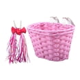 thumbnail image 2 of S SERENABLE Bike Basket Detachable with 2 Ribbons Front Basket for Picnic Riding Pink Basket, 2 of 9