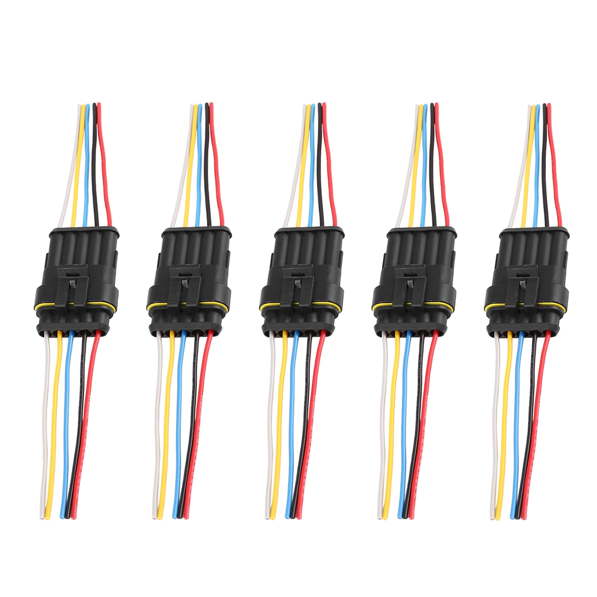 5 Kits 4 Pin Way Car Waterproof Electrical Wire Connector Socket Plug Terminals 