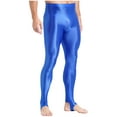thumbnail image 3 of YUUMIN Men's Shiny Compression Pants Oil Glossy Stretchy Workout Sports Base Layer Trousers Blue A XL, 3 of 6