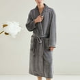 thumbnail image 5 of Fanxing Womens Long Robes Fleece Plush Warm Bathrobe Ladies Fluffy Sherpa Shaggy Nightgown Sleepwear Gray XL, 5 of 5