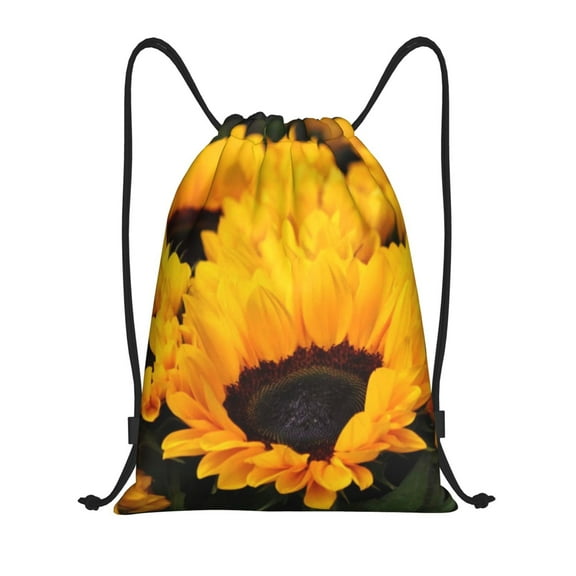 Fuzoiu Flower Bush Sunflower Print Drawstring Backpack for Gym, Travel, Yoga,Sports Sackpack String Bag for Women Men-Small