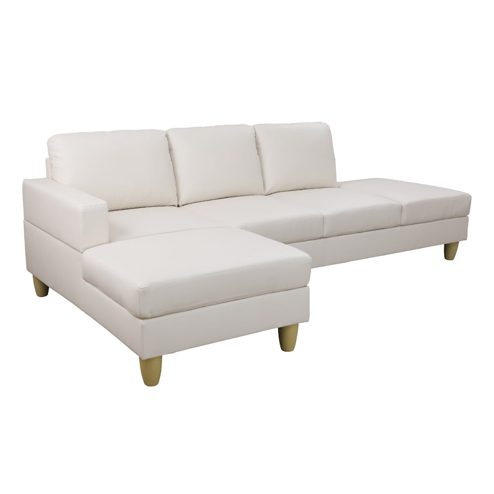 Kadyn L Shaped Sofa Couch Set for Living Room, White Faux Leather Sectional Sofa-Right Kadyn L Shaped Sofa Couch Set for Living Room, White Faux Leather Sectional Sofa-Right