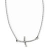 14k white gold large sideways curved twist cross necklace 19 inches