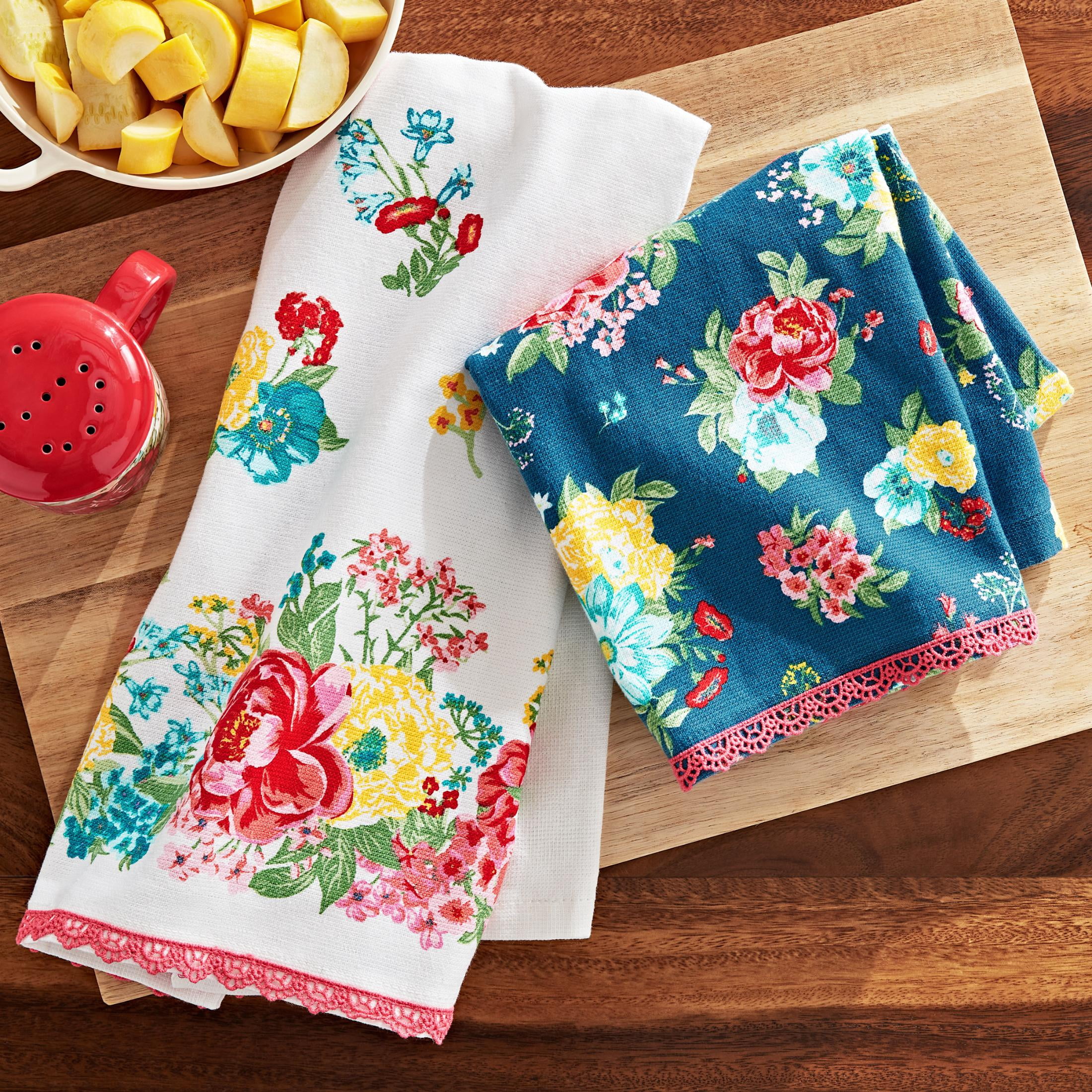 The Pioneer Woman Fancy Flourish Kitchen Towel Set, Multicolor, 16"W x 28"L, 2 Piece