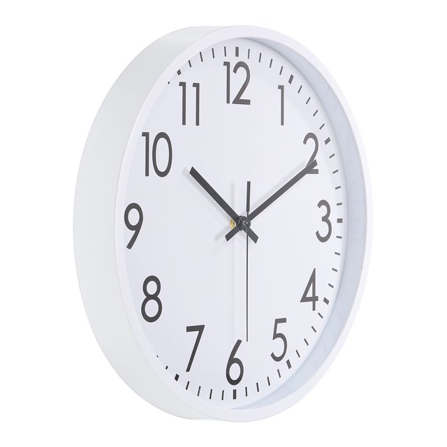 Reloj de pared Uxcell de 12 pulgadas, reloj de pared redondo silencioso y sin tictac con números en 3D, blanco