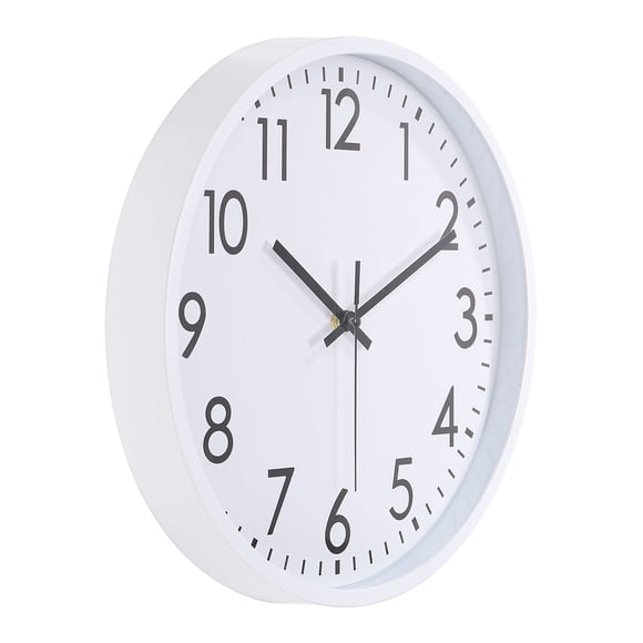 Reloj de pared Uxcell de 12 pulgadas, reloj de pared redondo silencioso y sin tictac con números en 3D, blanco