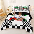 thumbnail image 3 of Erosebridal Kids Race Car Queen Comforter Set, Racing Flag Bedding Comforter Set, Black Reversible, 1 Comforter and 2 Pillowcases, 3 of 6