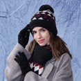 thumbnail image 2 of BRICH Women Winter Beanie Hats Scarf Gloves Set Warm Lined Knit Skull Caps Pom Long Scarf Touchscreen Gloves Set Black One Size, 2 of 7