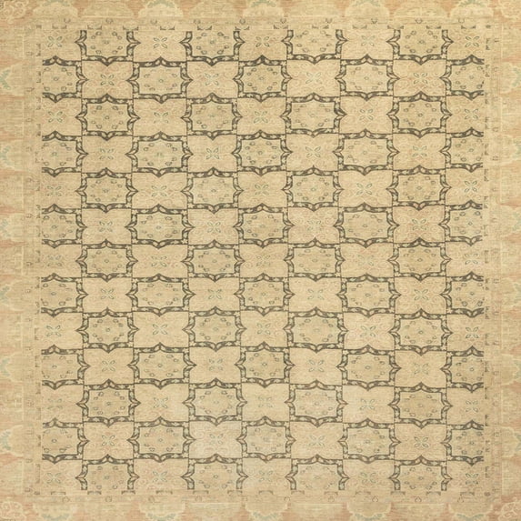 Ahgly Company Machine Washable Indoor Square Abstract Metallic Gold Area Rugs, 6' Square