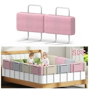 Kidsbuddy 23.6" Toddler Bed Rails Guard Foldable Portable Kids Bed Rail 5 Hole Height Adjustable Bed Rails for Toddlers, 2PC, Pink