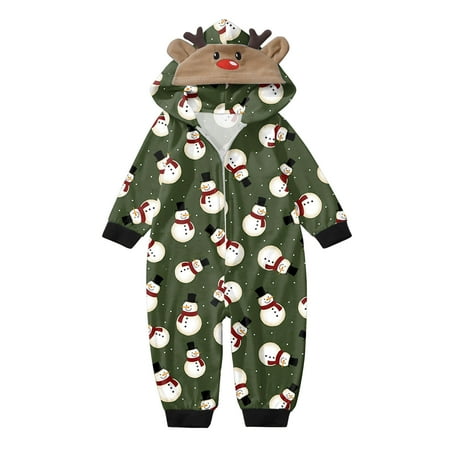 

Matching Family Outfits Fashion Sleepwear Cute Big Headed Deer Print Long Sleeve Jumpsuit Soft Casusal Holiday Romper Family Gathering Casual Pajamas Set Green 6 Months - 9 Months