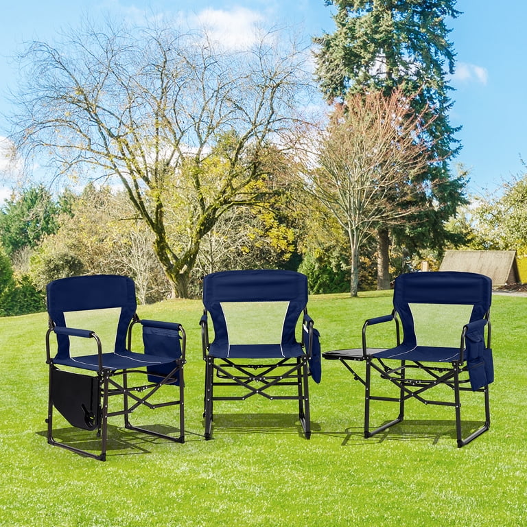 Ktaxon 2Pcs Camping Chairs, Heavy Duty Folding with Side Table