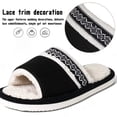 thumbnail image 3 of BERANMEY Open Toe Slippers for Womens Mens Cozy Women's Slippers Non-Slip Indoor Fuzzy Slip on Embroidered House Slippers for Bedroom & Living Room, 3 of 9