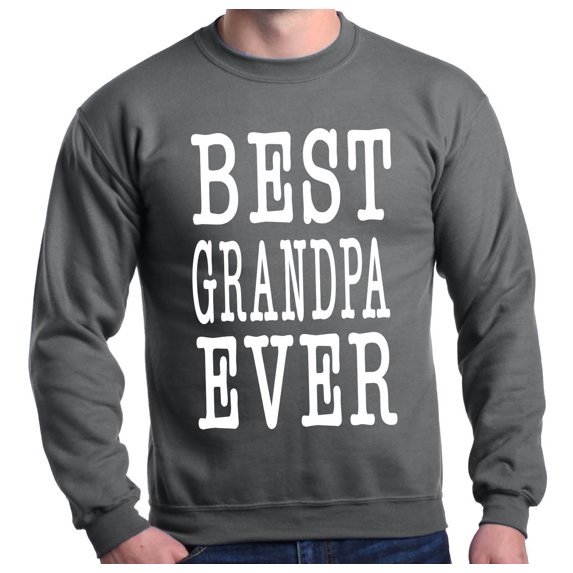 Shop4Ever Men's Best Grandpa Ever Father's Day Grandparent Crewneck Sweatshirt XXX-Large Charcoal