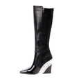 thumbnail image 3 of Ninety Union Villa Tall Lucite Square Toe Elastic And Nappa Boot, Black, 11, 3 of 5