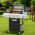thumbnail image 2 of Segmart 3 Burner BBQ Propane Gas Grill with Side Burner, Stainless Steel 40,500 BTU Patio Garden Barbecue Grill with Wheels, and Bottle Opener, Perfect for Camping, Outdoor Cooking, 2 of 9