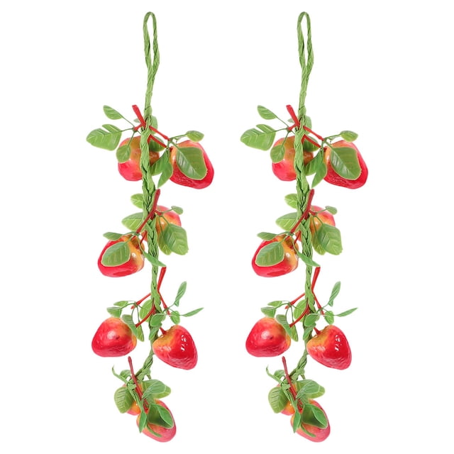 KAKOWELY 2 piezas de enredadera de fresa de fruta falsa, guirnalda de fresa realista, accesorio de fotografía