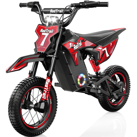 TOKTOO 36V Electric Dirt Bike for Kids, Peak 700W Kids Electric Dirt Bike, Gift for Boys Girls Aged 4-10Y, 3 Speed Modes, Max 15.5 MPH,13.7 Miles Long Range, 3 Headlight Modes, Red