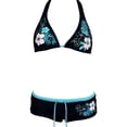 thumbnail image 4 of XFeng.Women Halter Triangle Bikini Set with Boyshorts, 3 Piece Printed Swimwear Bathing Suit for Beach Pool Vacation.Black.L, 4 of 4
